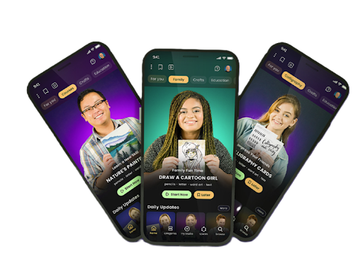 Cupixel app screens showing artist-led painting, drawing and calligraphy classes